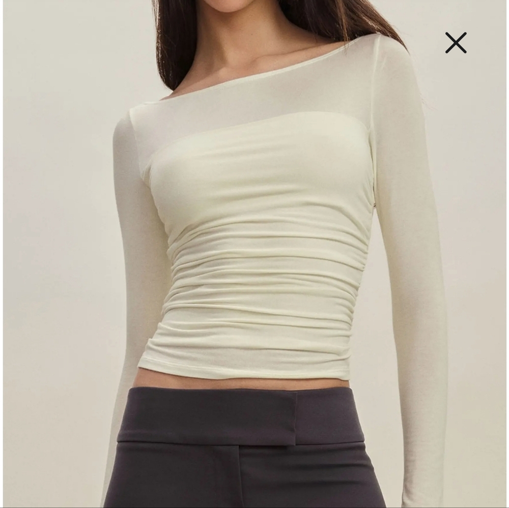 REFORMATION Julian Ruched knit top Large